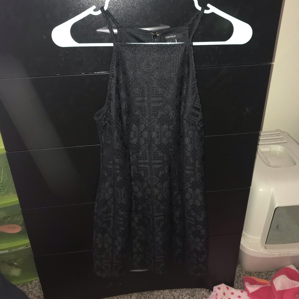 F21 Black high neck tight dress S